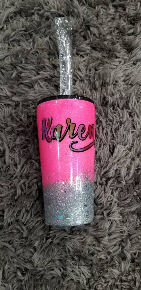 Hot Pink Glitter Tumbler