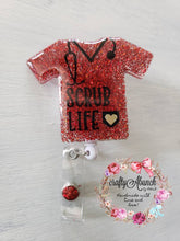 Load image into Gallery viewer, Scrub Life Badge Reel, Glitter Nurse Badge, Retractable Badge Reel, Personalized Badge