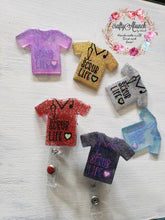 Load image into Gallery viewer, Scrub Life Badge Reel, Glitter Nurse Badge, Retractable Badge Reel, Personalized Badge